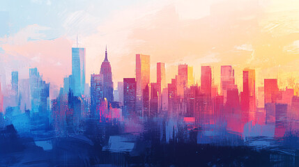 city skyline at night