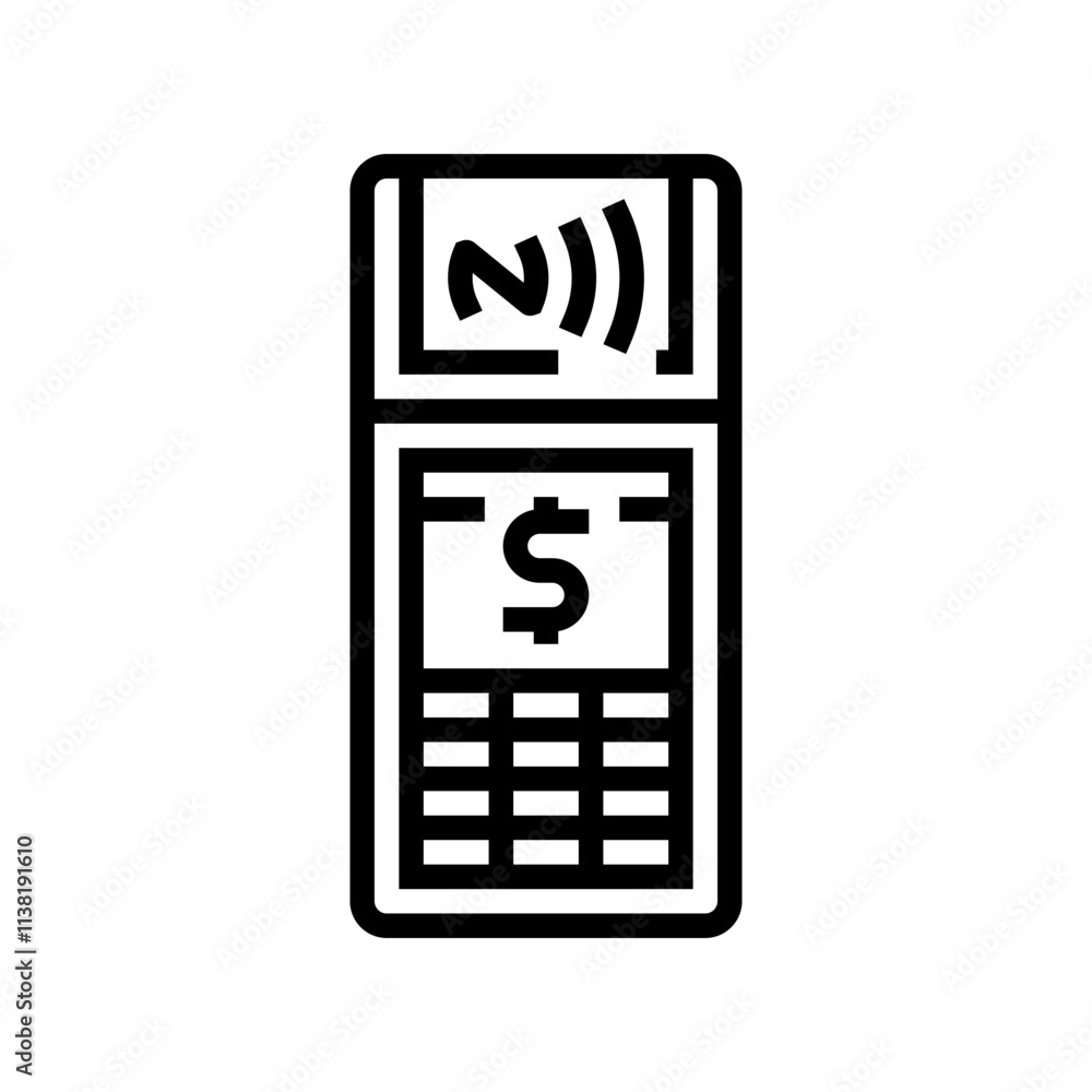 Poster payment terminal nfc technology line icon vector. payment terminal nfc technology sign. isolated con