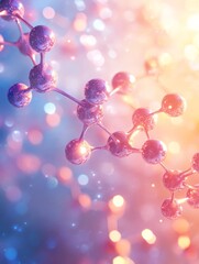 Book Cover Design, Colorful Molecule Structure with Light Gradient Background