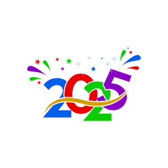 Happy New Year 2025. Greeting card design. Vector illustration.