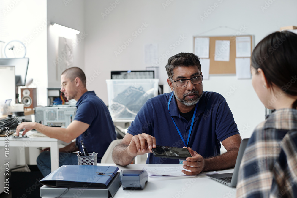 Poster discussing technology project in modern office environment