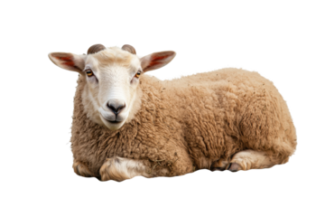 A sheep from a farm, photorealistic, on isolated transparent background