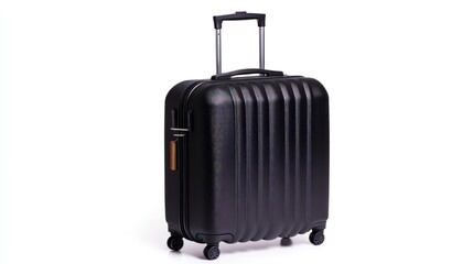 Black hard-shell suitcase with wheels and a retractable handle.