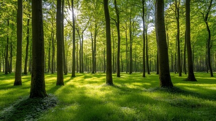 Obraz premium Lush green rain forest filled with an abundance of trees nature