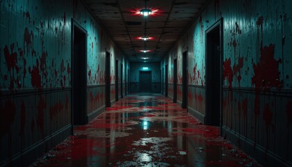 Fototapeta premium Bloody Horror Hallway Gore Fear Crime Scene