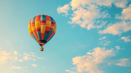 Naklejka premium Colorful hot air balloon soaring in the blue sky
