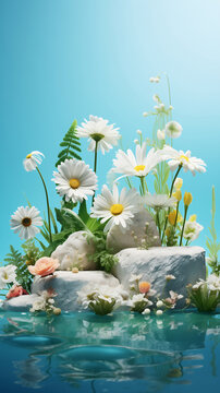 Spring greenery and product stand