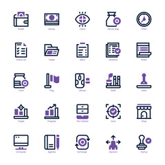 Business and Entrepreneur icon pack for your website, mobile, presentation, and logo design. Business and Entrepreneur icon dual tone design. Vector graphics illustration and editable stroke.