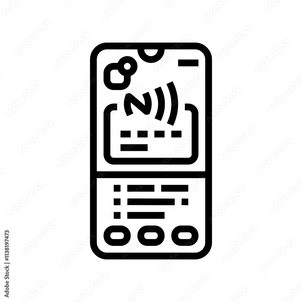 Poster payment app nfc technology line icon vector. payment app nfc technology sign. isolated contour symbo
