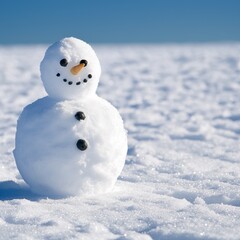 Cheerful Snowman in Snowy Landscape