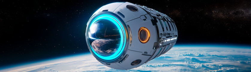 luxurious space cruise ship floating in orbit, showcasing advanced design and technology