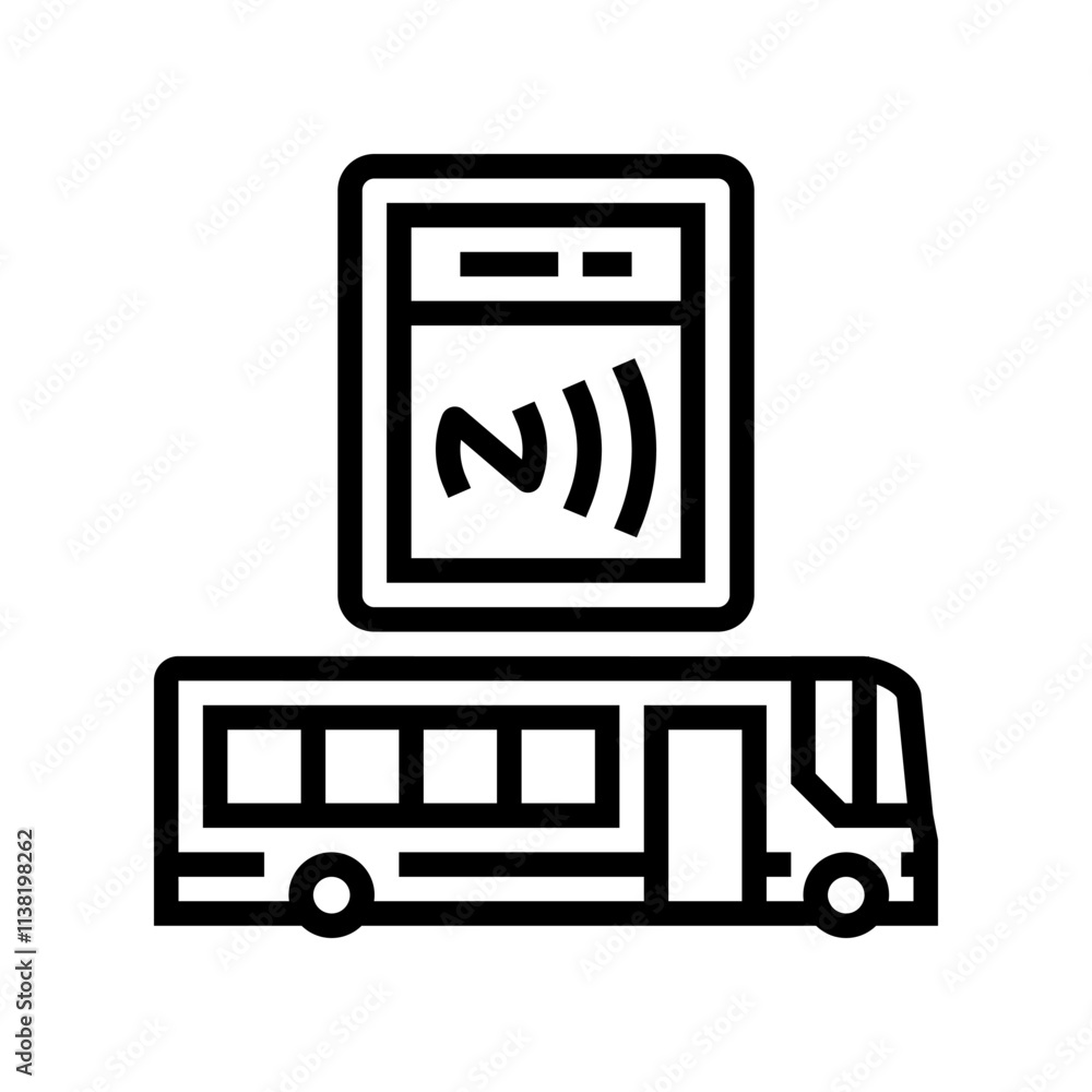 Poster phone tapping object nfc technology line icon vector. phone tapping object nfc technology sign. isol
