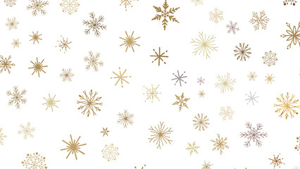 Snowflakes - golden openwork shiny snowflakes, star, 3D rendering.