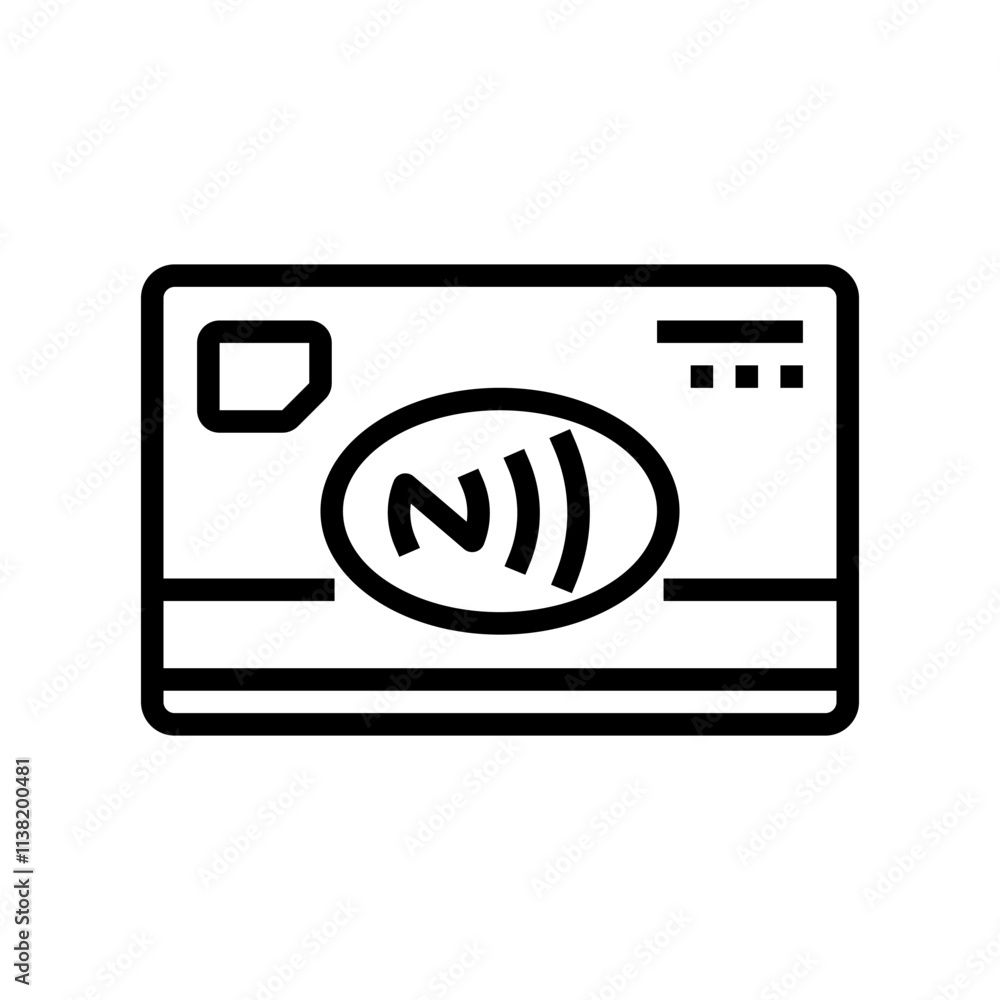Poster smart card nfc technology line icon vector. smart card nfc technology sign. isolated contour symbol 