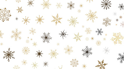 new year pattern. Christmas theme, golden openwork shiny snowflakes, star, 3D rendering.