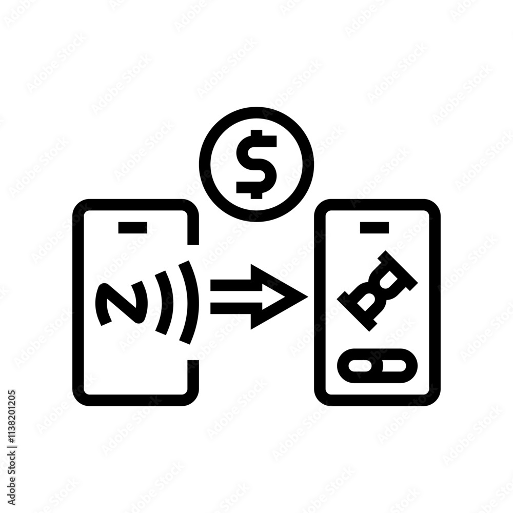 Poster payment progress nfc technology line icon vector. payment progress nfc technology sign. isolated con