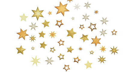 A collection of golden stars scattered on a black background, creating a sparkling, celestial atmosphere.