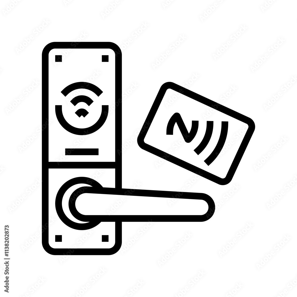 Poster tap unlock nfc technology line icon vector. tap unlock nfc technology sign. isolated contour symbol 