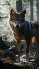 Fototapeta premium Amazing wolf wallpaper. wolf wallpaper. Ultra realistic. Photorealistic hypermaximalist hyper realistic fine detail