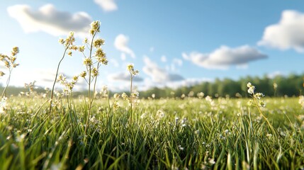 Obraz premium Swaying wildflowers in a sunny field nature scene outdoors