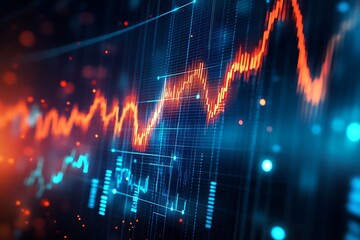 Growth in digital currency value with fluctuating market trends and rising chart 