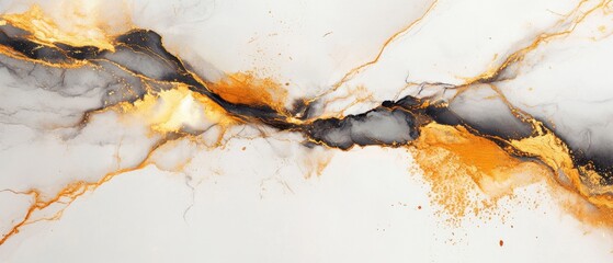 Naklejka premium Luxury golden marble texture. Marble ink abstract art from exquisite original painting for abstract background in gold black color.Detailed Marble slab