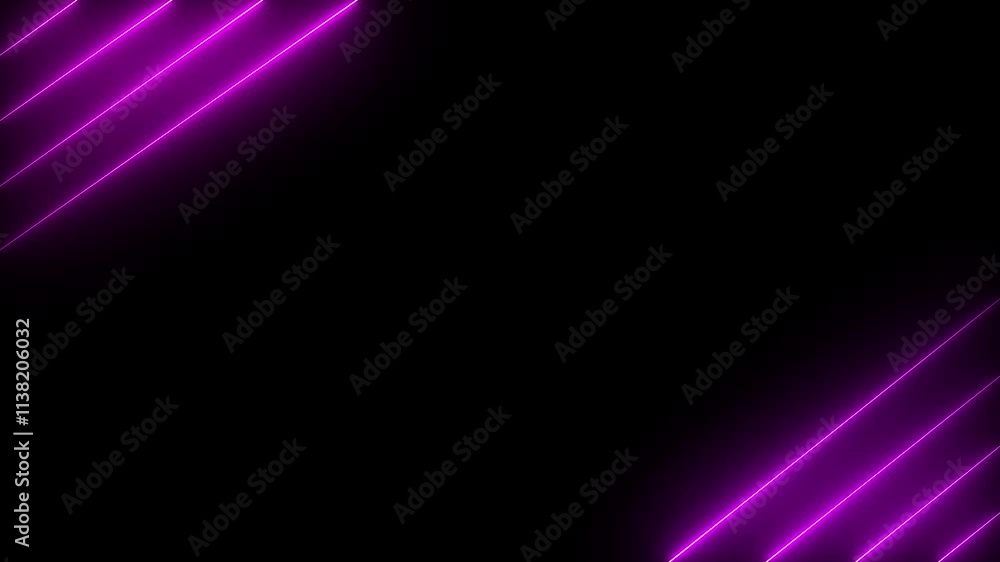 Poster abstract pink neon lights animated on a dark background. abstract neon lines moving up screen saver,