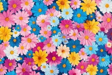 Obraz premium Vibrant floral background. Colorful daisies.