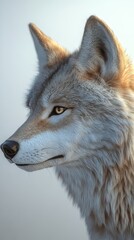 Fototapeta premium Potrait of white wolf with the white background. wolf wallpaper. Ultra realistic. Photorealistic hypermaximalist hyper realistic fine detail
