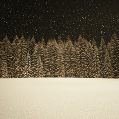 Golden Winter Night in the Coniferous Forest