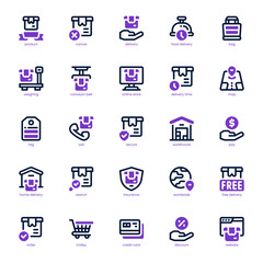 Delivery Service icon pack for your website, mobile, presentation, and logo design. Delivery Service icon dual tone design. Vector graphics illustration and editable stroke.