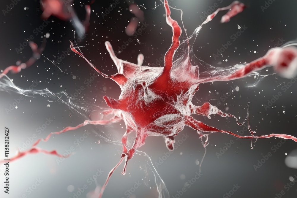 Poster a detailed, close-up image of a red blood cell, showcasing its unique structure and fluid dynamics a