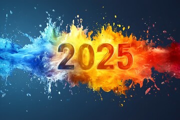 Vibrant 2025 New Year's Celebration, 2025 new year word art
