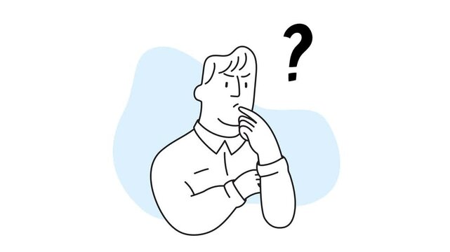 Animated flat cartoon business illustration 4K. A team member is puzzled.