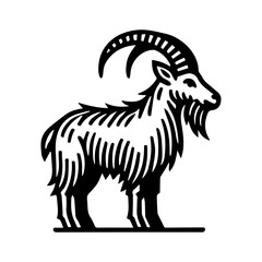 Simple Vector Icon of a Albanian Wild Goat &ndash; Logo Design Illustration