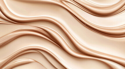 Fototapeta premium Abstract creamy beige background with flowing and glossy wave textures