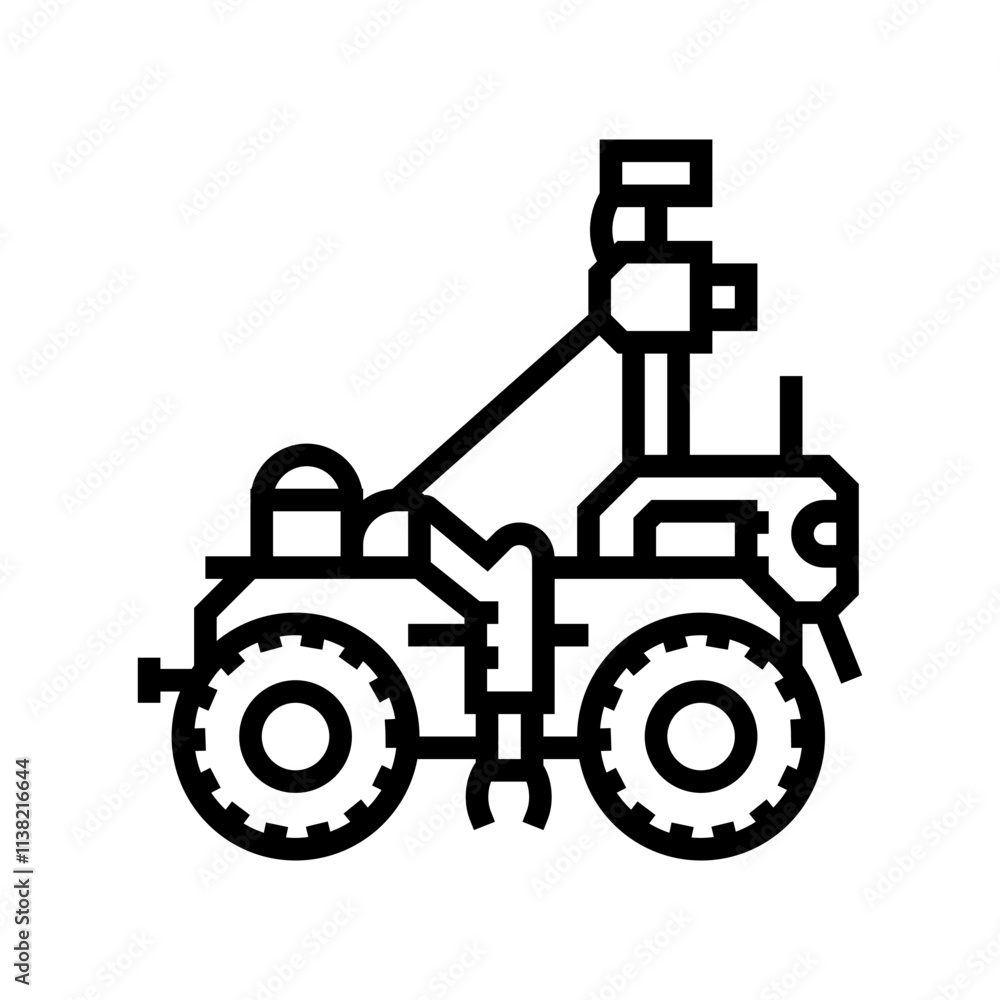 Poster soil analysis robot harvests line icon vector. soil analysis robot harvests sign. isolated contour s