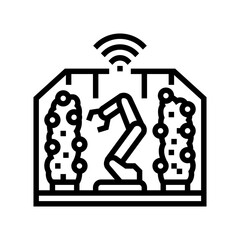 automated greenhouse robot harvests line icon vector. automated greenhouse robot harvests sign. isolated contour symbol black illustration