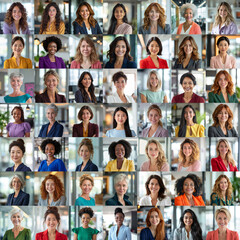 Obraz premium Diverse portraits of professional women in a modern office environment