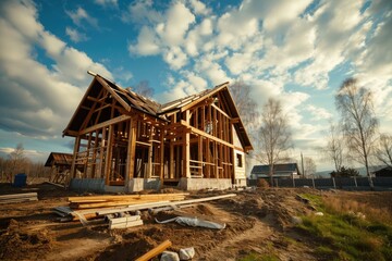 Sunset Construction: Building a Timber House with a Team of Builders