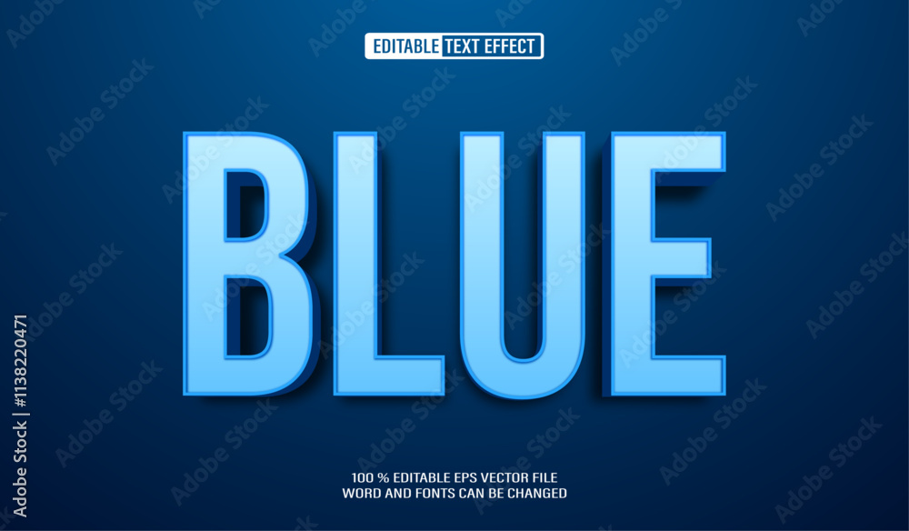 Poster editable 3d text style effect - blue bold embossed text effect template