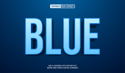 Editable 3d text style effect - Blue Bold Embossed text effect Template