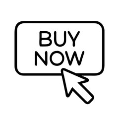 buy now button icon, cyber monday line art, cyber icon - simple black line art icon of buy now button, for cyber monday celebrations. cyber vector art.