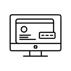 credit card payment screen icon, cyber monday line art, cyber icon - simple black line art icon of credit card payment screen, for cyber monday celebrations. cyber vector art.