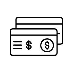 credit card with dollar signs icon, cyber monday line art, cyber icon - simple black line art icon of credit card with dollar signs, for cyber monday celebrations. cyber vector art.
