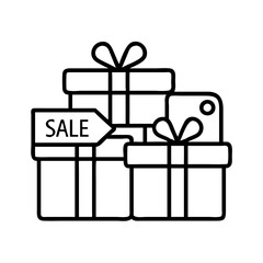 holiday gift boxes with digital sale tags icon