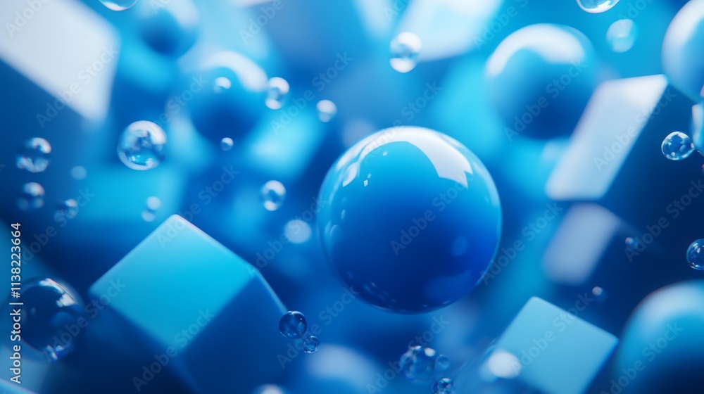 Poster futuristic technology atmosphere with a cool blue color scheme in 3d design, showcasing abstract dig