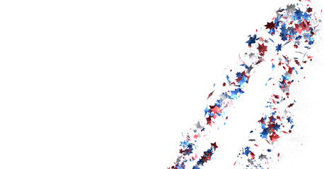 Confetti - White banner with colorful Confetti. PNG 3d