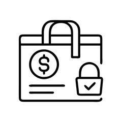 secure checkout icon, cyber monday line art, cyber icon - simple black line art icon of secure checkout, for cyber monday celebrations. cyber vector art.