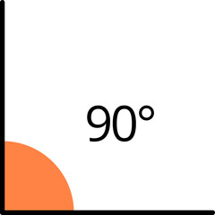 Icons from different angles. 15, 30, 45, 60, 75, 90, 105, 120, 150, 165, 180, 270, 360 degrees. Geometric symbol, mathematical elements. illustration